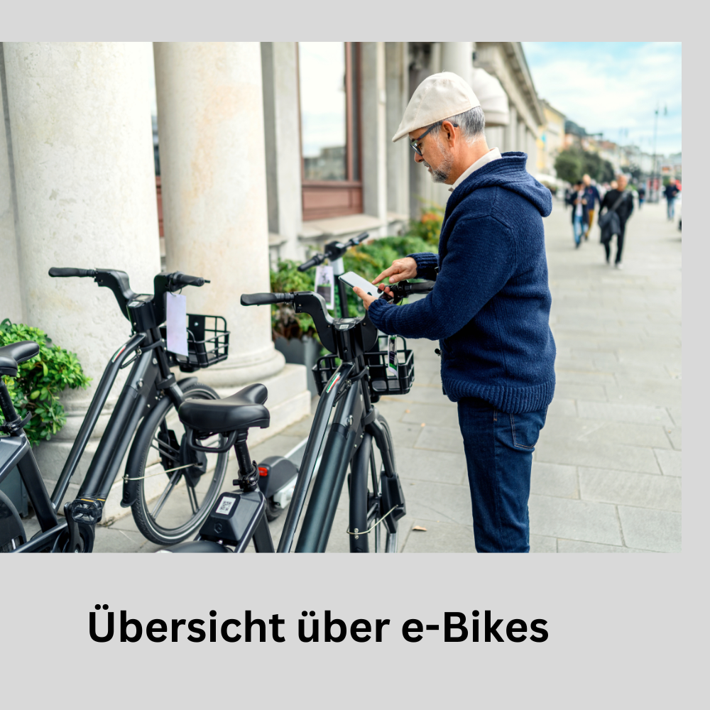 e-bikes Übersicht a man standing next to a e-bicycle
