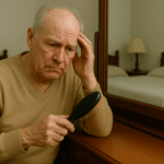 senior mit dünnem schütteren haar